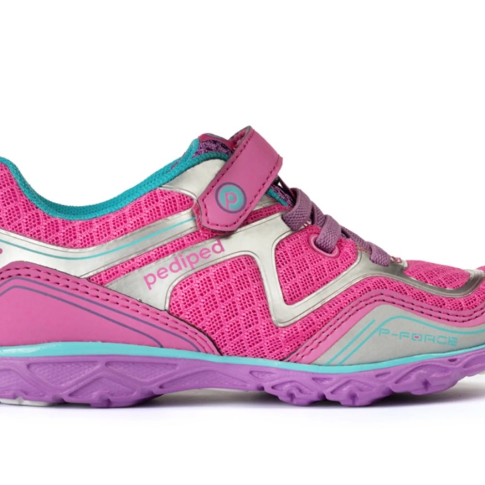 pediped Pink and Silver Kids Sneakers